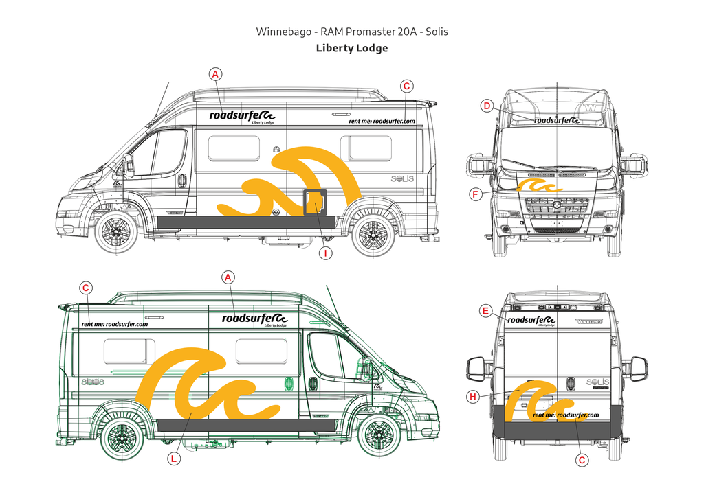 Roadsurfer Vehicle plot: Winnebago - RAM Promaster 20A - Solis - Liberty Lodge