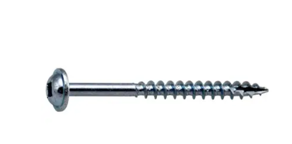 Square Round Wood Screw, #8 x 1-3/4", Zinc Plated, Steel