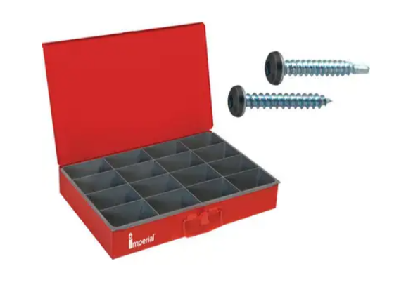 Imperial Pan Head Tek Screw Assortment, Square , Zinc, Black Head Assortment, 1400 Pieces