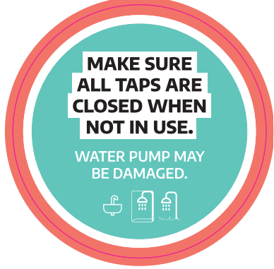 Aufkleber Wasser zu (Warnhinweis)