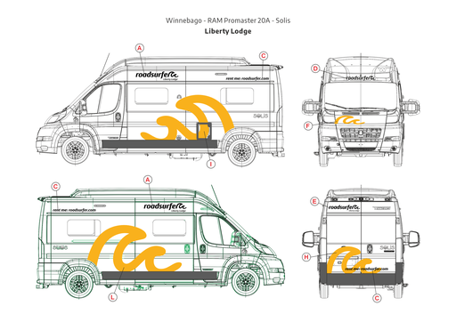 Roadsurfer Vehicle plot: Winnebago - RAM Promaster 20A - Solis - Liberty Lodge